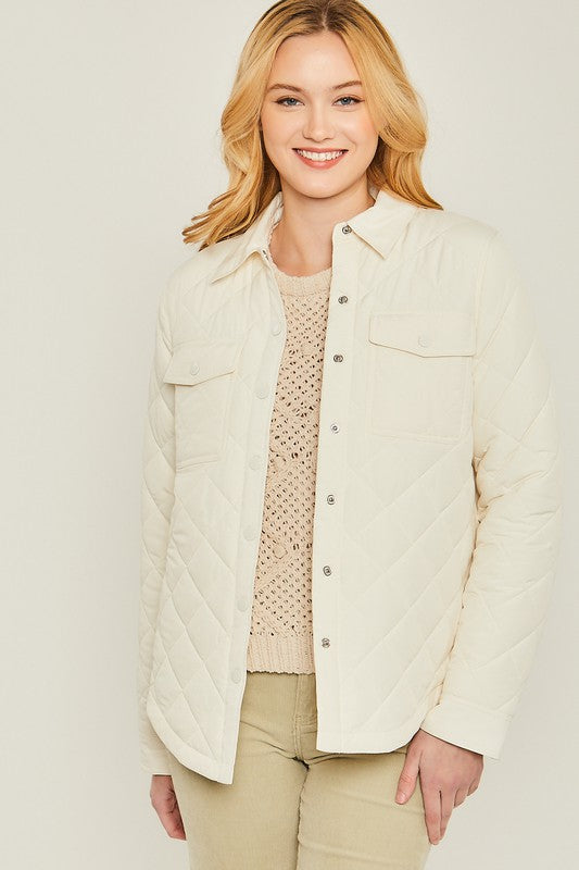 Woven Solid Bust Pocket Shacket