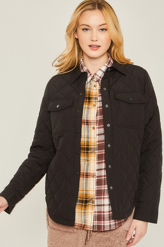 Woven Solid Bust Pocket Shacket