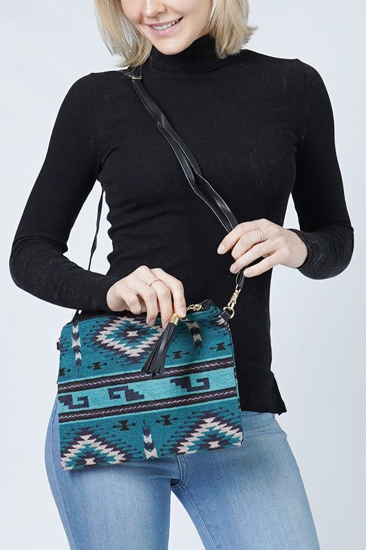 Western Patterned Crossbody / Clutch Bag