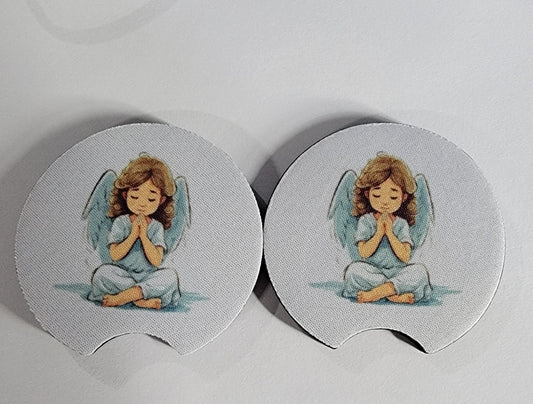 Car Coasters - Praying Angel - Blue