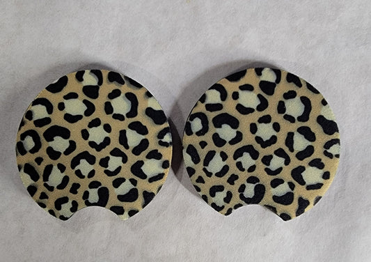 Car Coasters - Black and Brown Cheetah Print