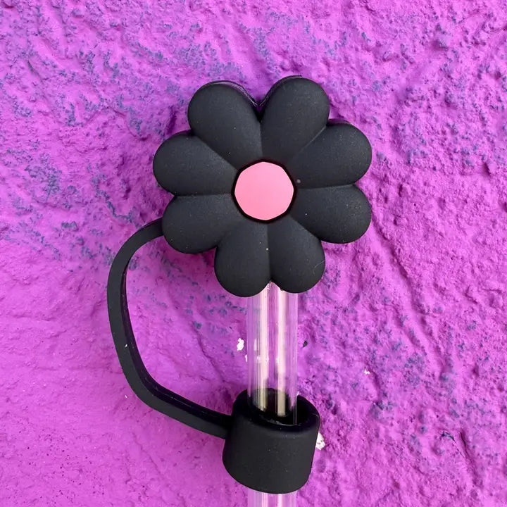 10mm Straw Topper - Black Daisy