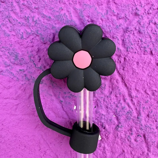 10mm Straw Topper - Black Daisy