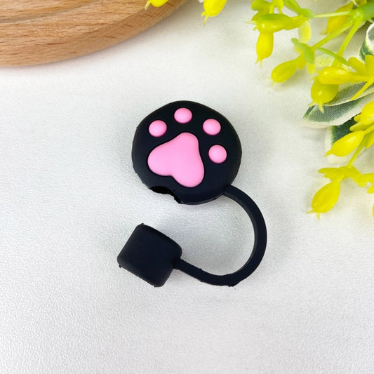 8mm Straw Topper - Black Paw Print