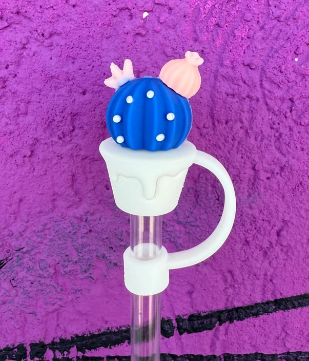 10mm Straw Topper - Blue Cactus