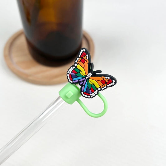 8mm Straw Topper - Butterfly - Rainbow