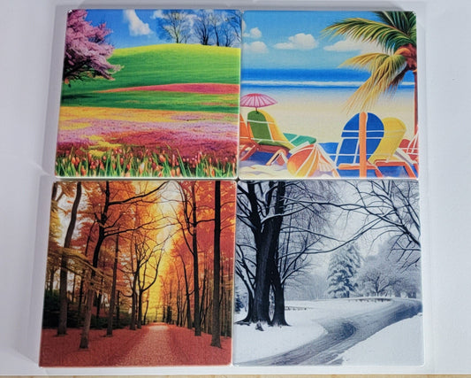 Sublimation Set of 4 Coasters - Four Seasons