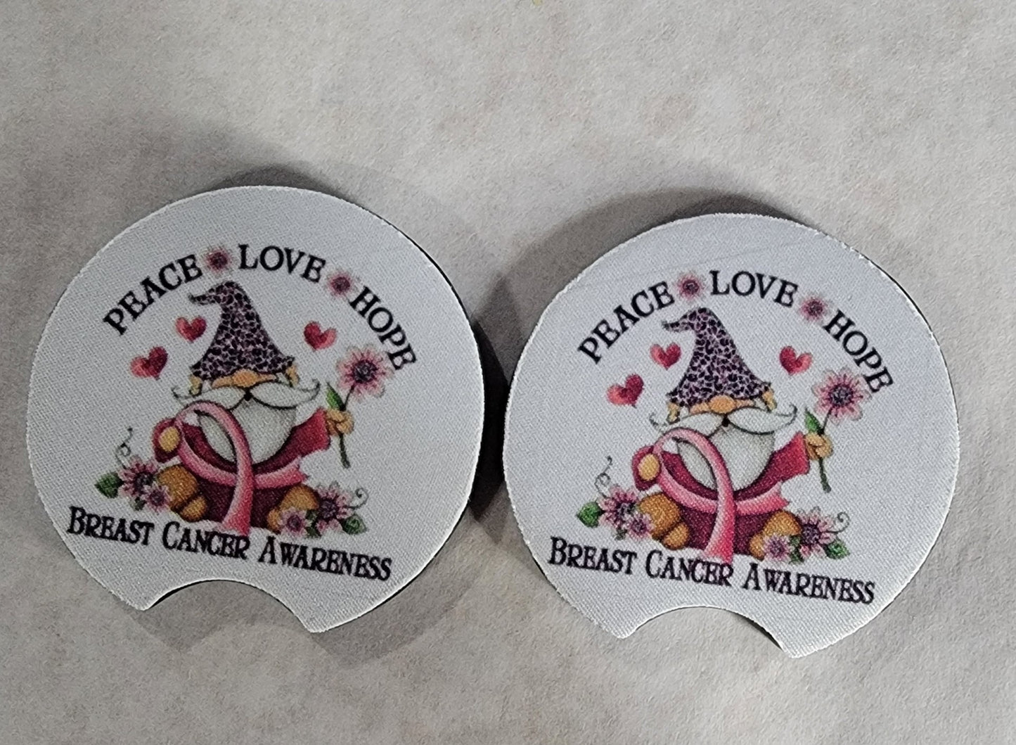 Car Coasters - Breast Cancer Awareness Gnomes