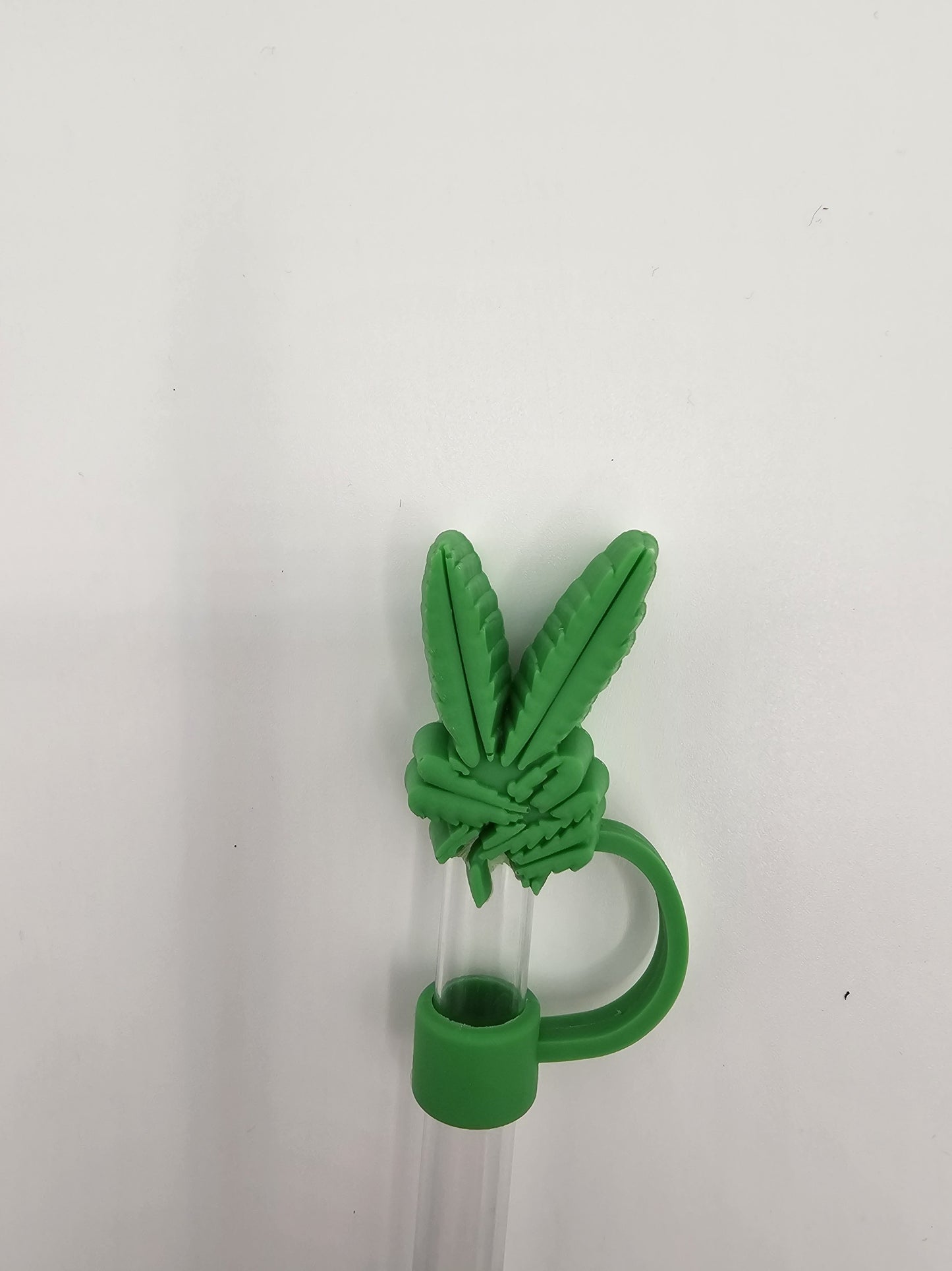 10mm Straw Topper - Green Leaf Peace Sign