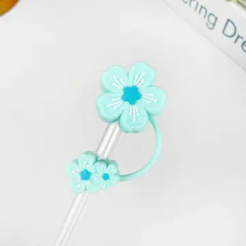 10mm Straw Topper - Green Flower