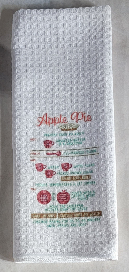 Sublimation Microfiber Dish Towel  28"L x 16"W- Apple Pie Recipe