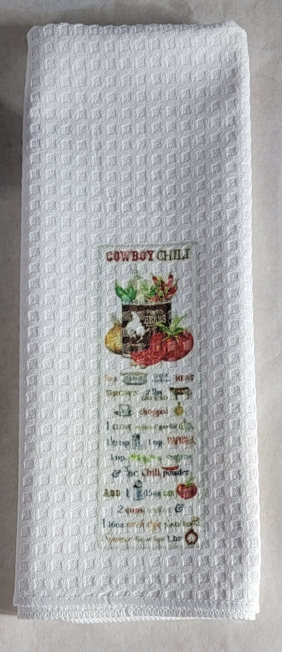 Sublimation Microfiber Dish Towel  28"L x 16"W- Cowboy Chili Recipe