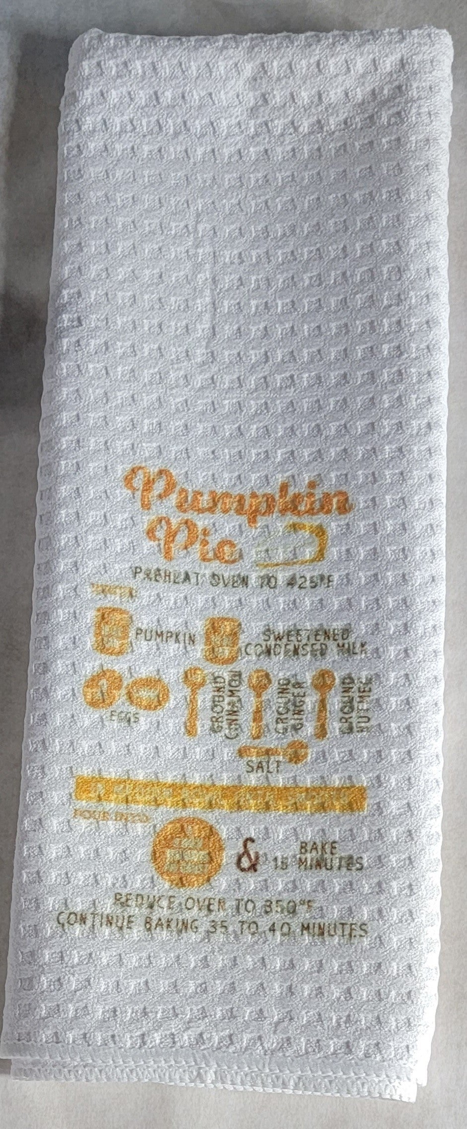 Sublimation Microfiber Dish Towel  28"L x 16"W- Pumpkin Pie Recipe