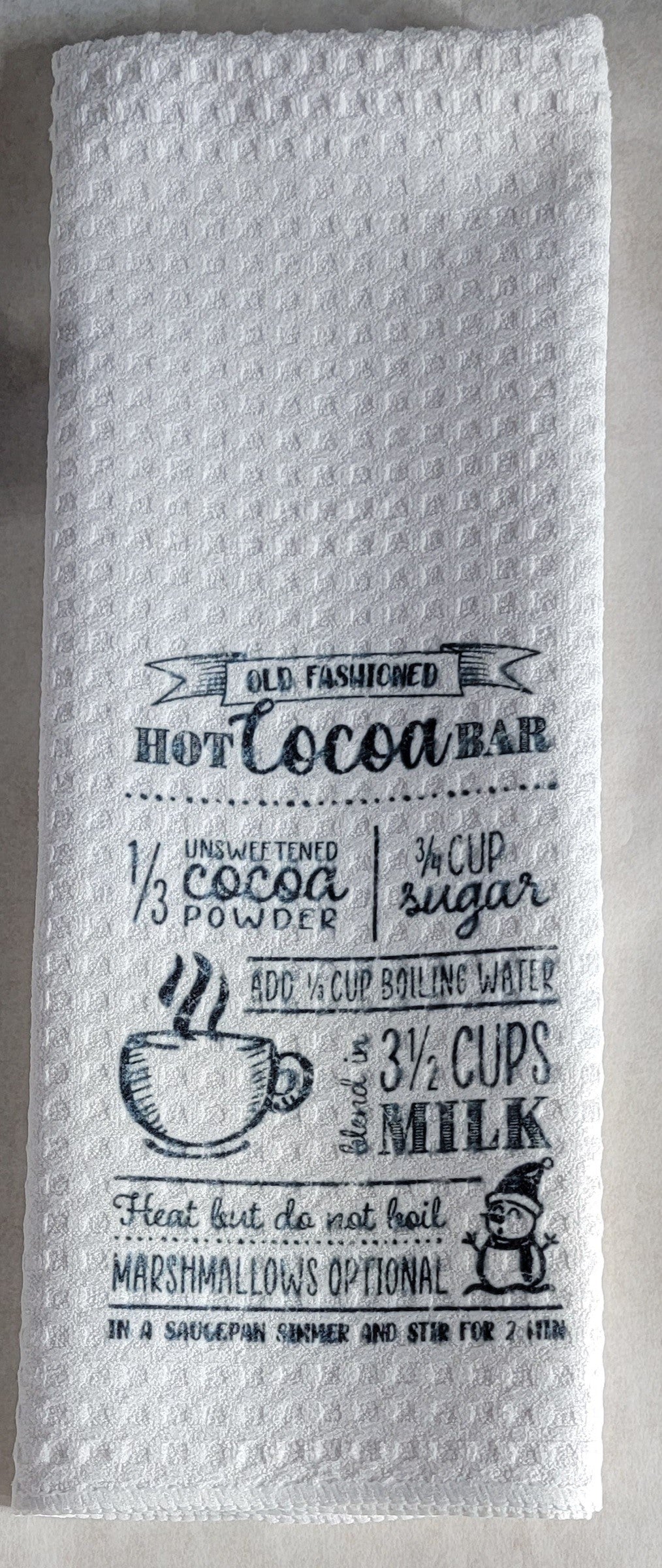 Sublimation Microfiber Dish Towel  28"L x 16"W- Hot Cocoa Recipe