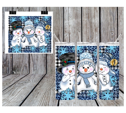 20oz Sublimation Tumbler - Blue Snowman