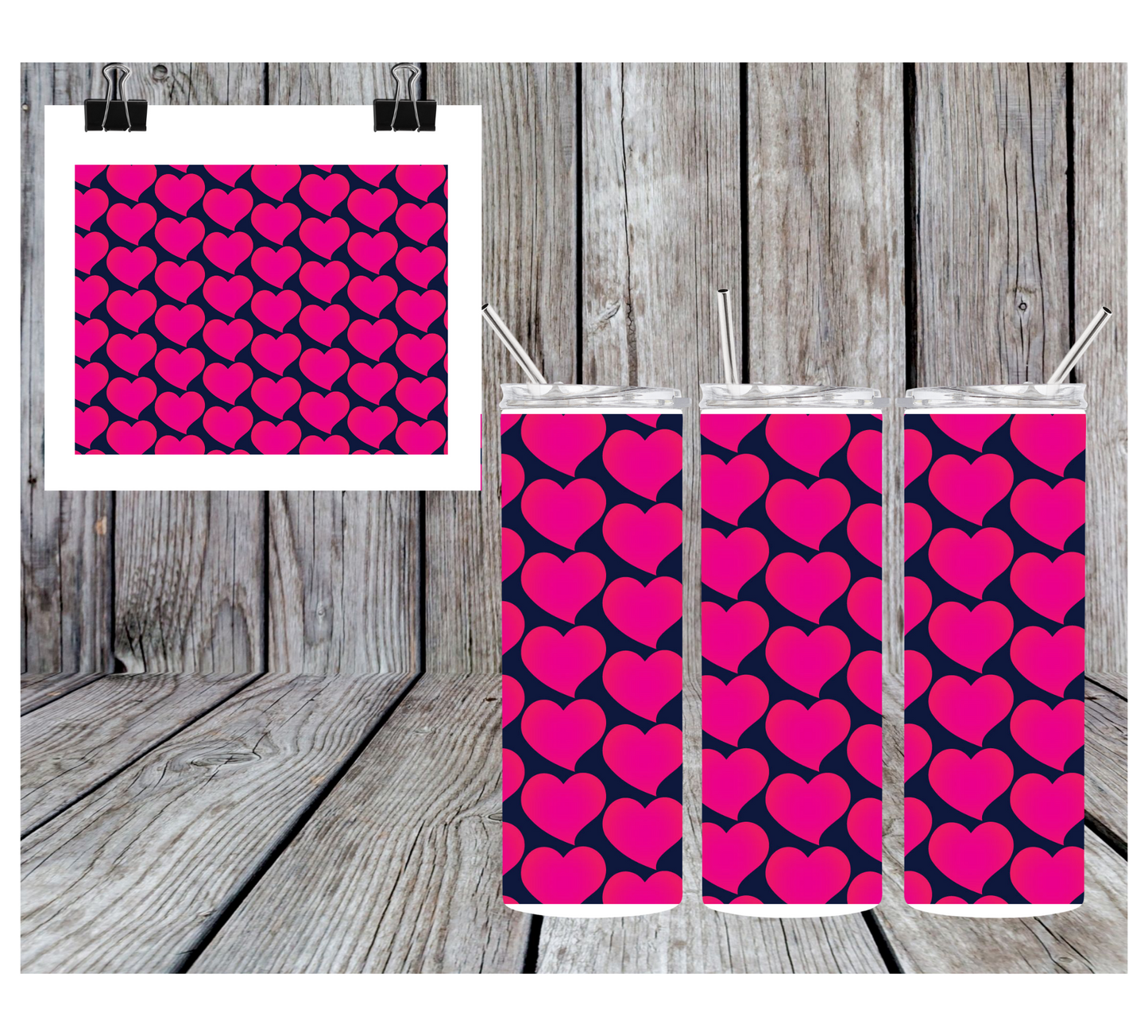 20oz Sublimation Tumbler -Pink Hearts