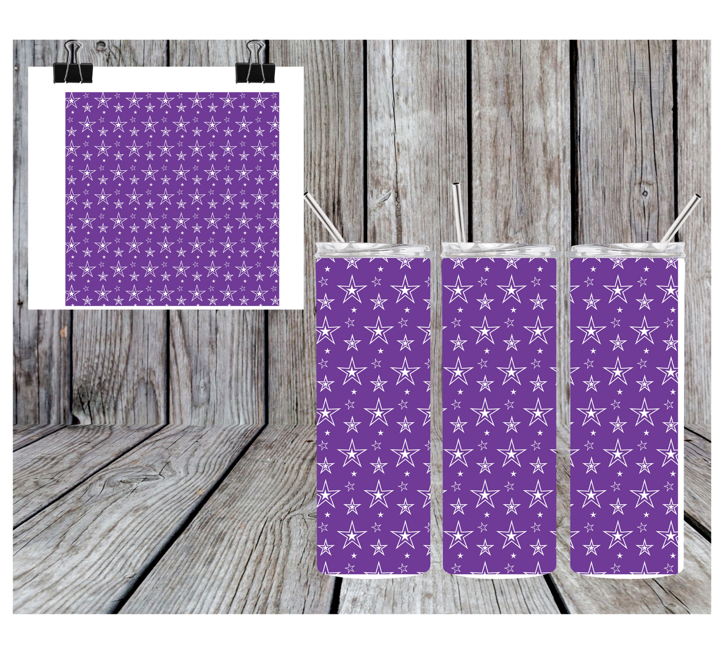 20oz Sublimation Tumbler -Purple Stars