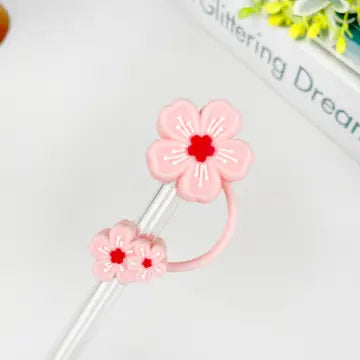 10mm Straw Topper - Pink Flower