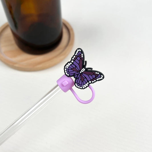 8mm Straw Topper - Butterfly - Purple