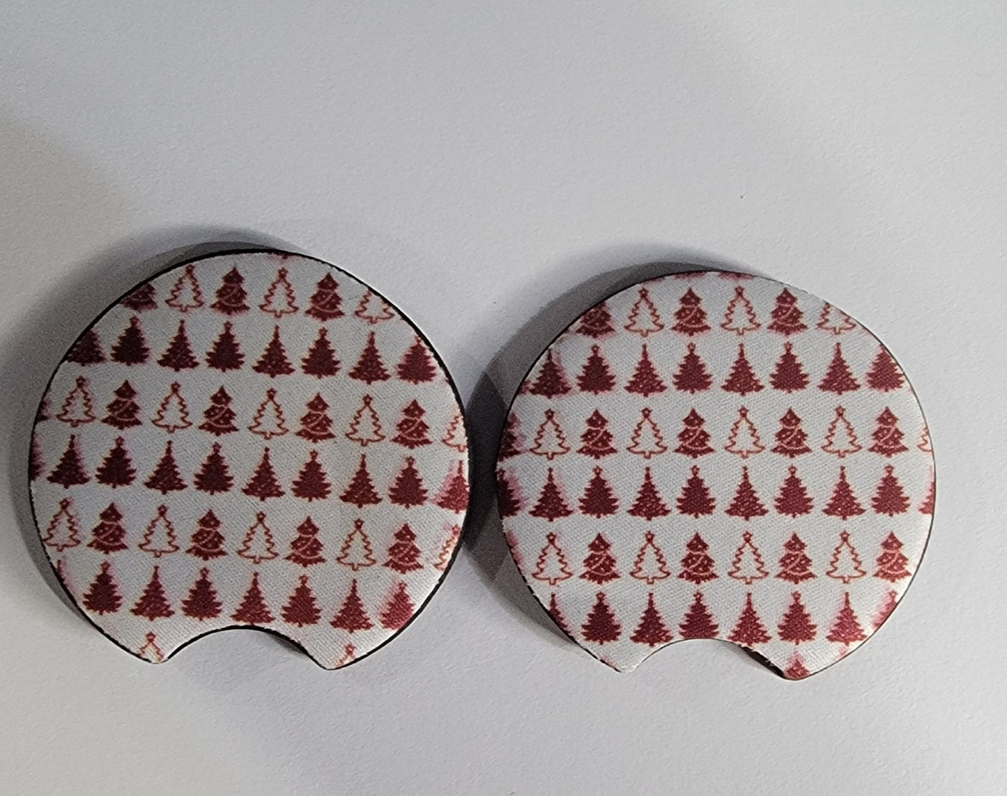 Car Coasters - Red Christmas Tree