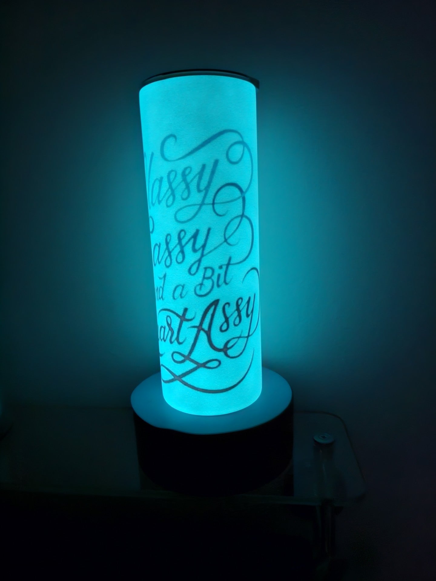 20oz Sublimation Blue Glow In The Dark Tumbler - Classy, Sassy, and a Bit Smart Assy