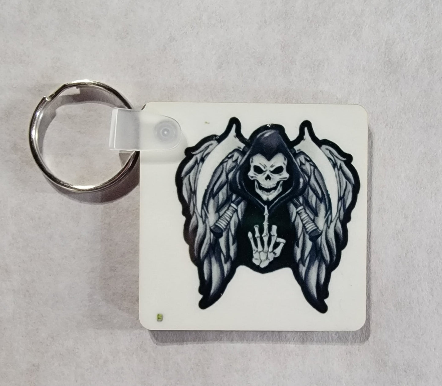 Skeleton with Wings Sublimation Keychain