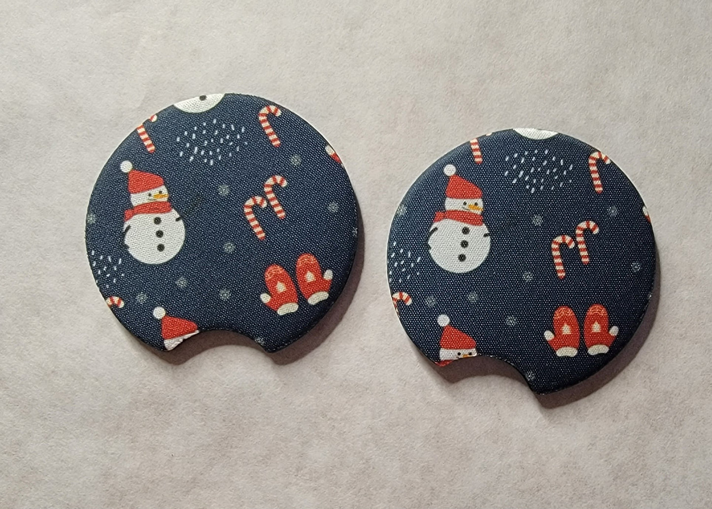 Car Coasters - Snowman and Candy Cane