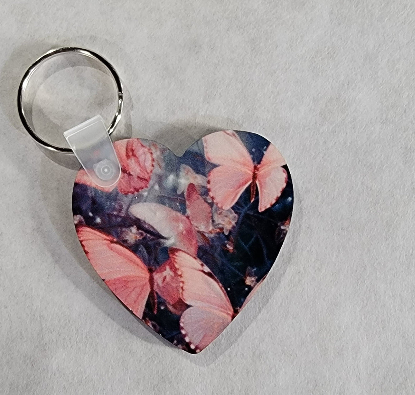 Black and Pink Butterfly Sublimation Keychain