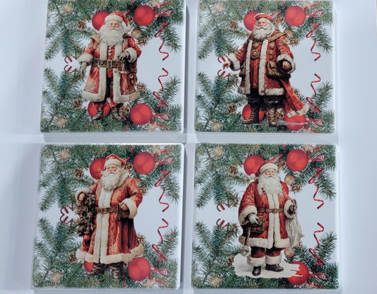 Sublimation Set of 4 Coasters - Vintage Santa