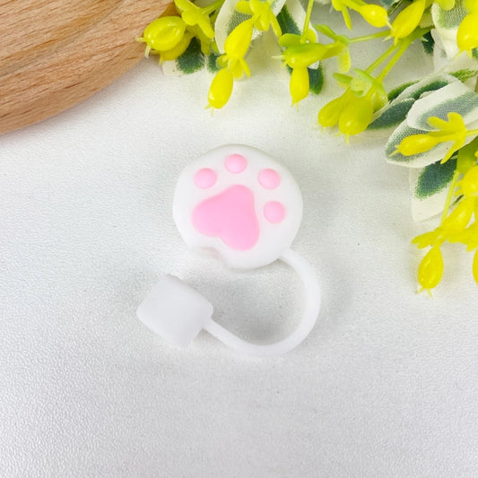 8mm Straw Topper - White Paw Print