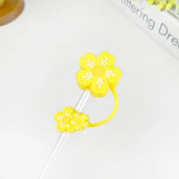 10mm Straw Topper - Yellow Flower